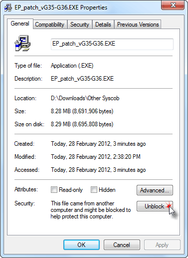 Downloaded file properties