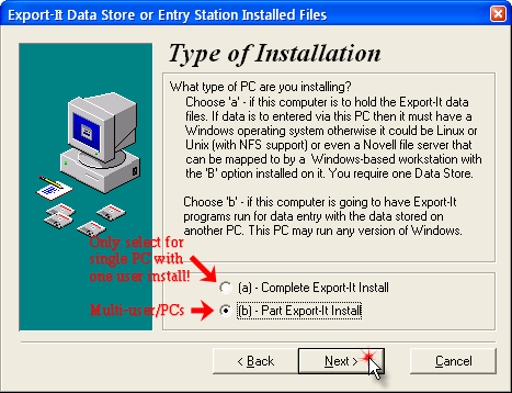 Type of Installation; normally type B