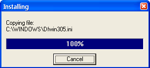 Progress window during registration process