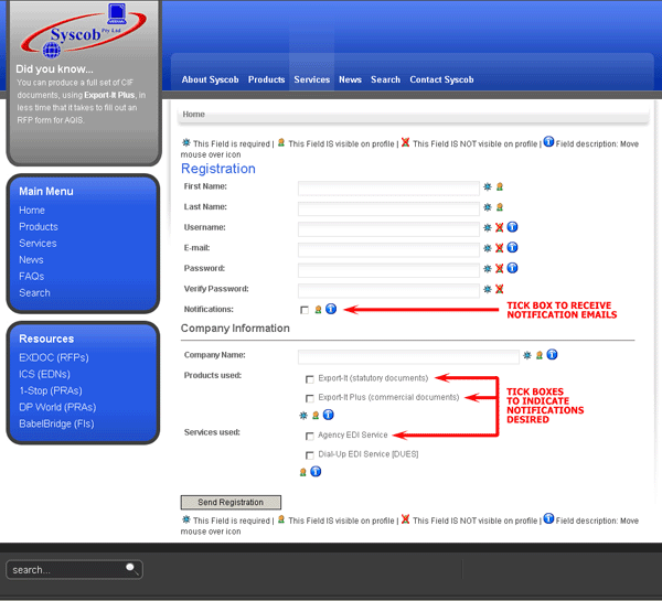Registering as a web site user