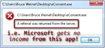 Server referral dialog Server referral dialog