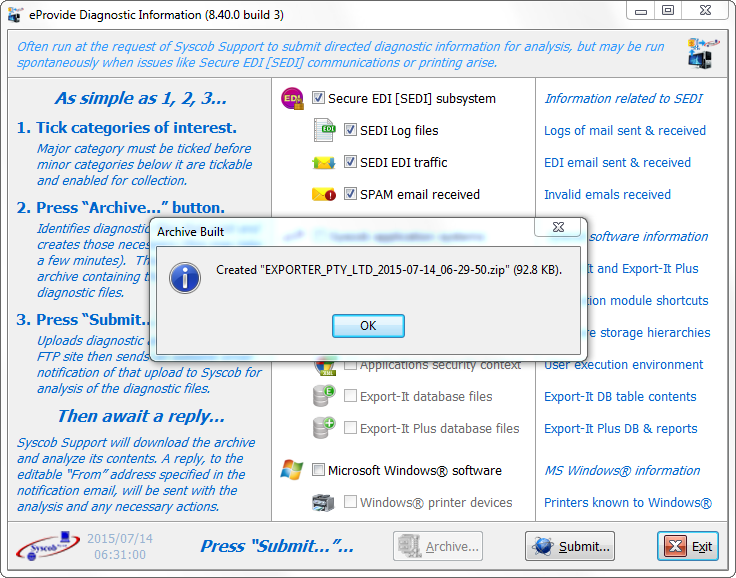 Archived dialog (click for full size) Archived dialog