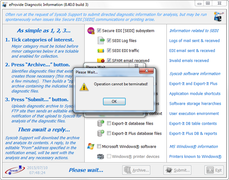 Identification cannot be aborted (click for full size) Identification cannot be aborted